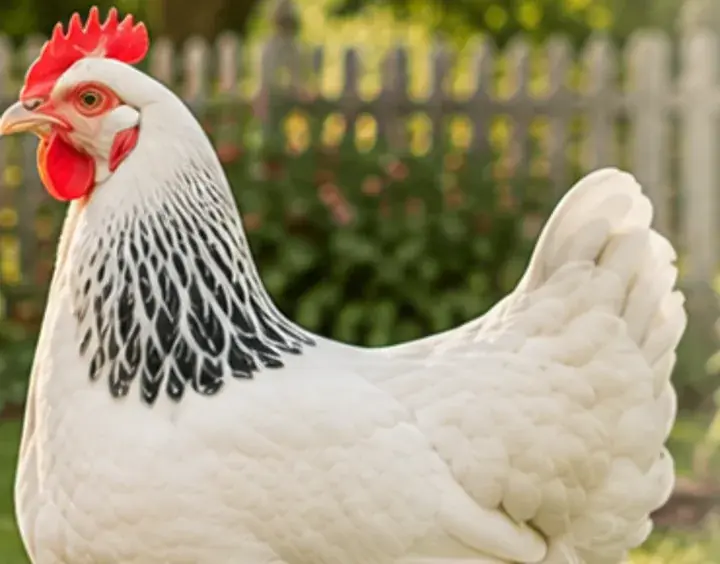 Close-up of a Speckled Sussex hen, one breed option among many available through hatcheries and breeders